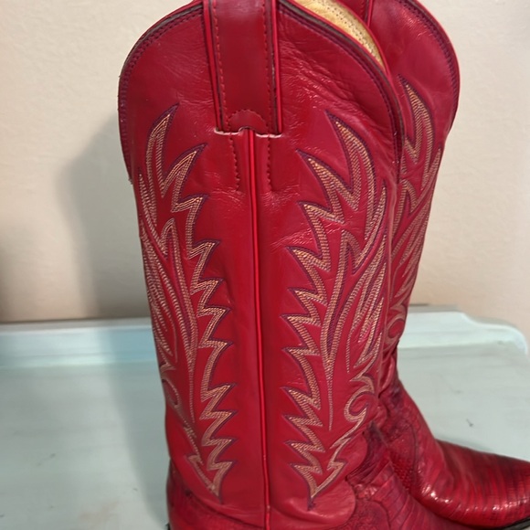 Justin Lizard Women Red cowboy boots 5.5 c women's - Picture 6 of 10